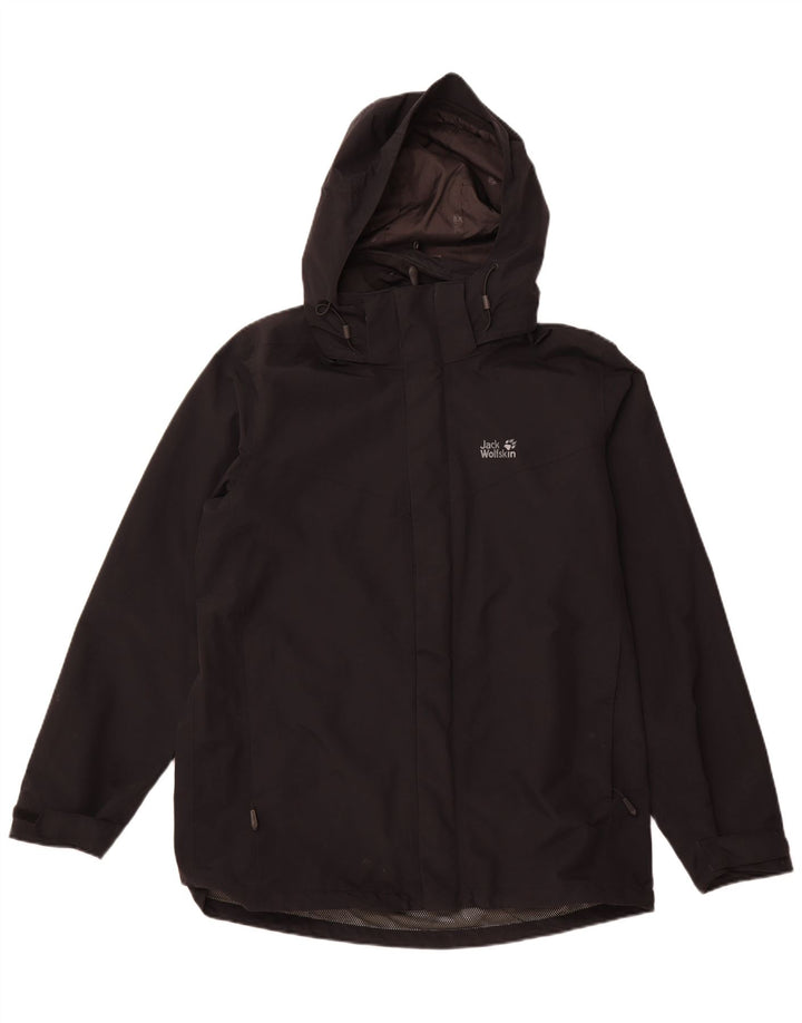 JACK WOLFSKIN Muška kišna jakna s kapuljačom UK 42 Velika crna poliamidna