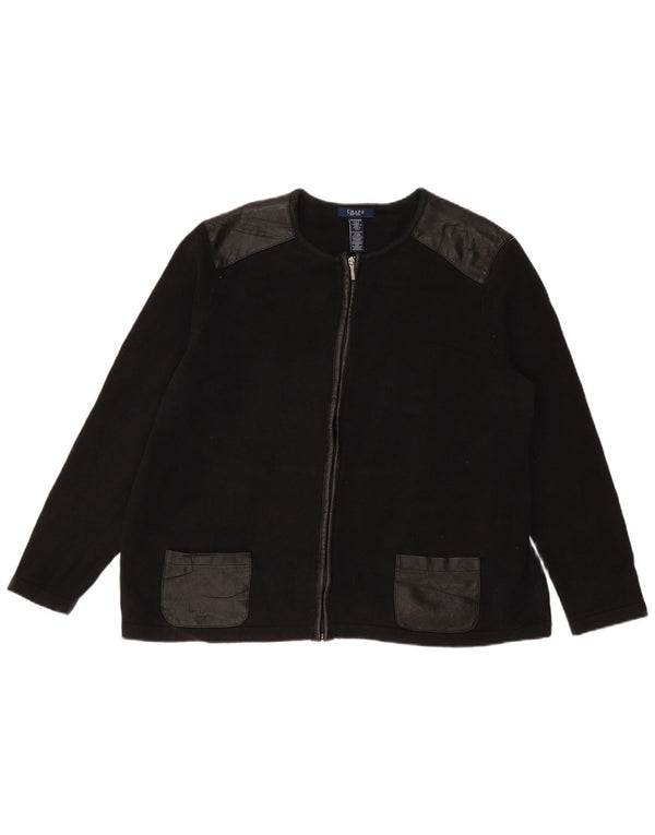 CHAPS Ženski džemper kardigan UK 22 3XL crni pamuk