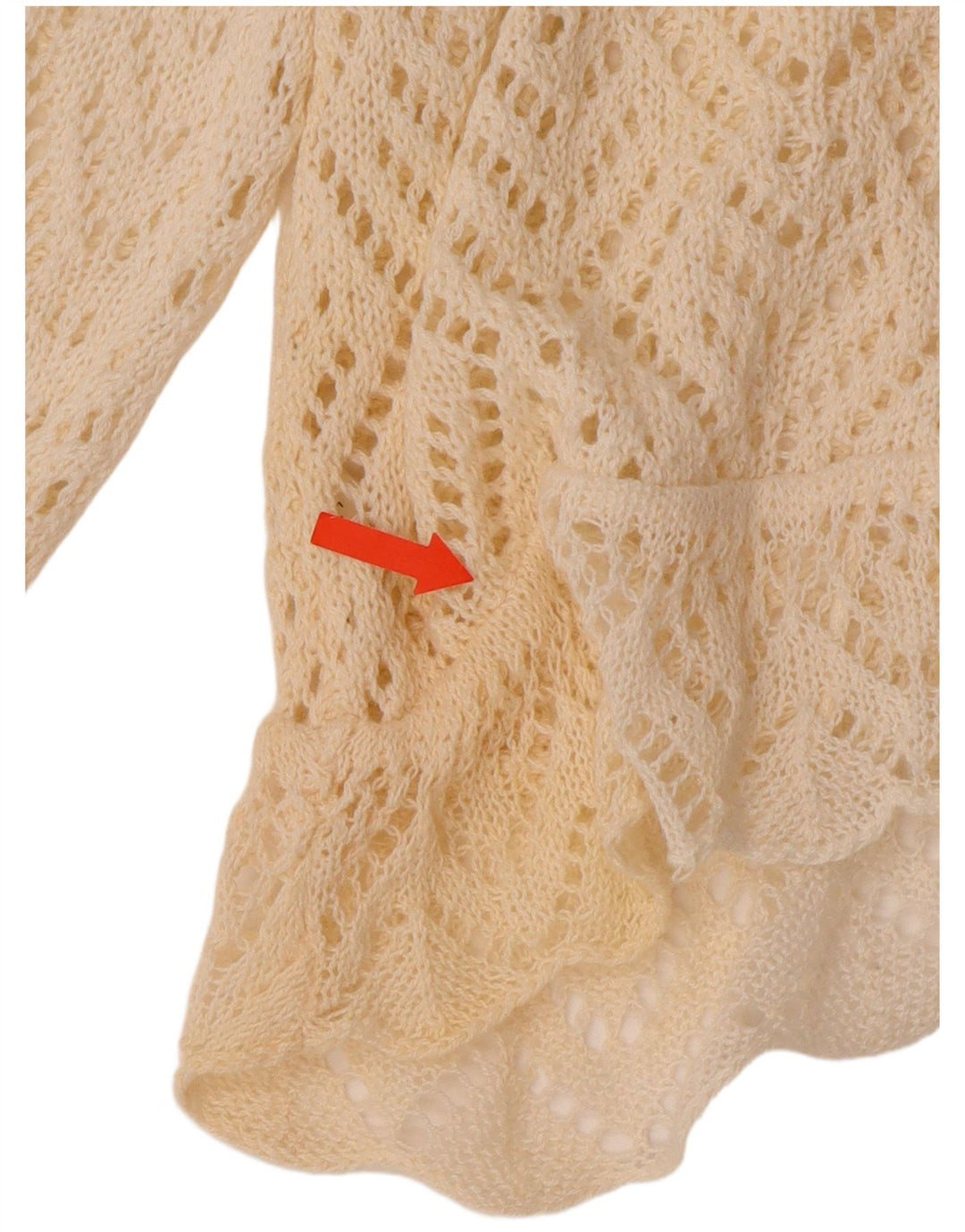 VINTAGE kratki ženski heklani kardigan džemper 3/4 rukava UK 18 XL sivo bijeli