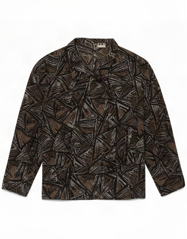 Vintage Womens Shirt Blouse IT 45 Medium Brown Geometric Acetate