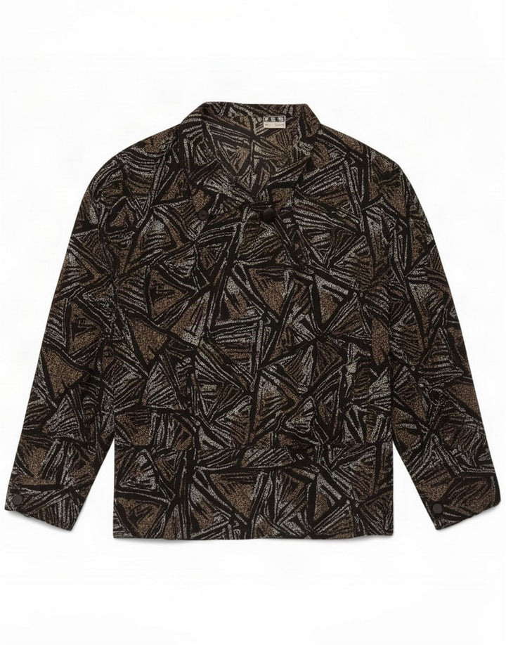 Vintage Womens Shirt Blouse IT 45 Medium Brown Geometric Acetate