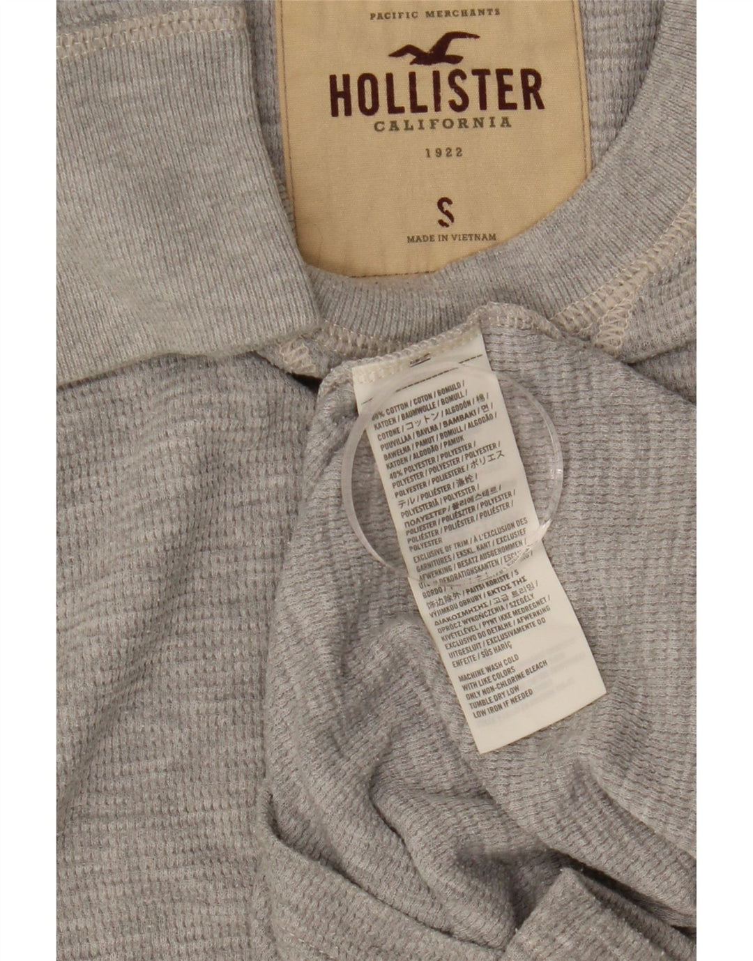 Hollister muška majica dugih rukava, mali sivi pamuk
