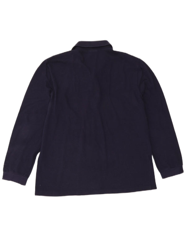 Lacoste Mens Long Sleeve Polo Shirt Size 4 Medium Navy Blue Cotton