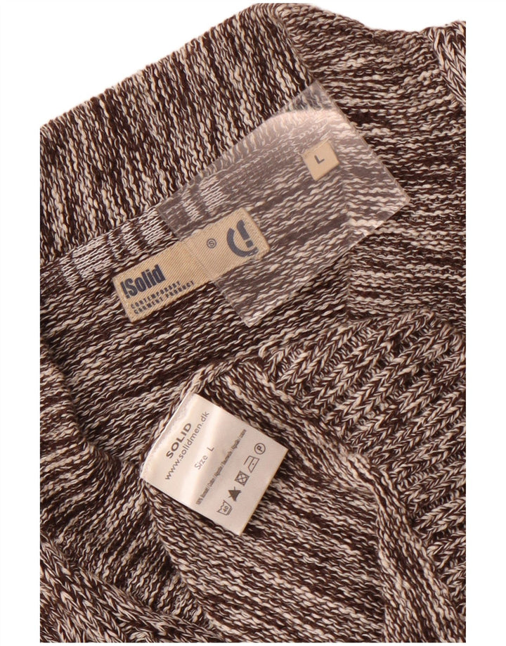 Vintage muški kardigan pulover od velikog smeđeg flekastog pamuka