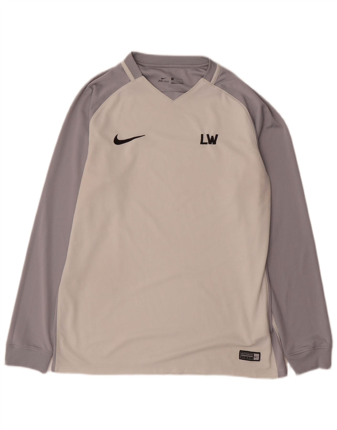 Nike muška Dri Fit grafička majica dugih rukava, veliki bijeli poliester u boji