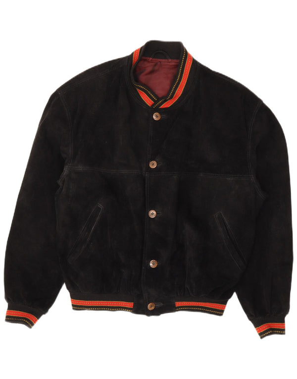 Vintage muška bomber jakna od brušene kože IT 48 srednje crne prugaste kože
