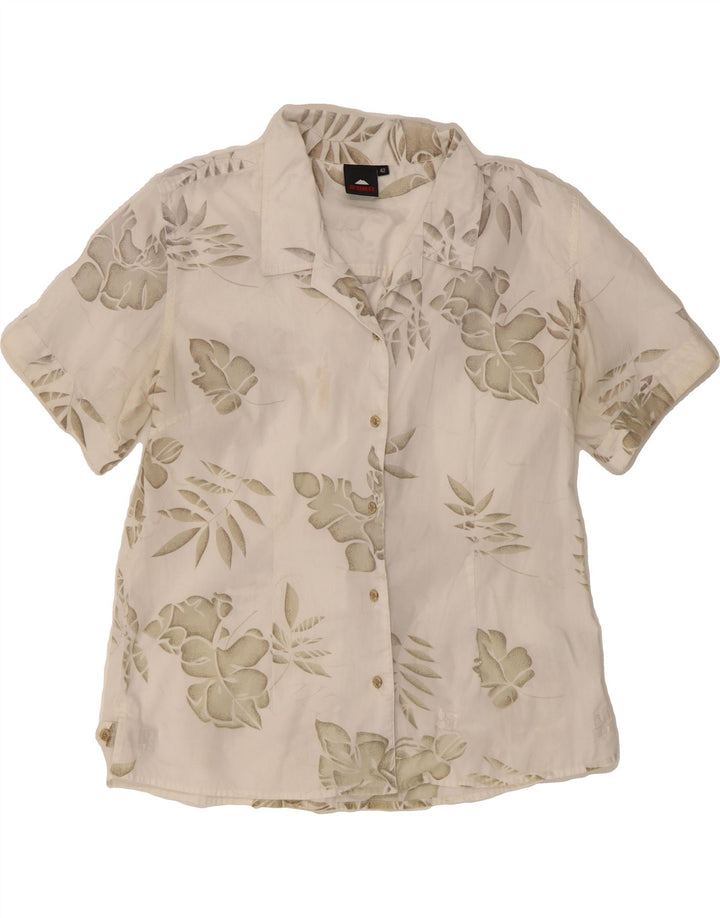 MCKINLEY Womens Short Sleeve Shirt IT 42 Medium Off White Floral Polyester Vintage McKinley and Second-Hand McKinley from Messina Hembry 
