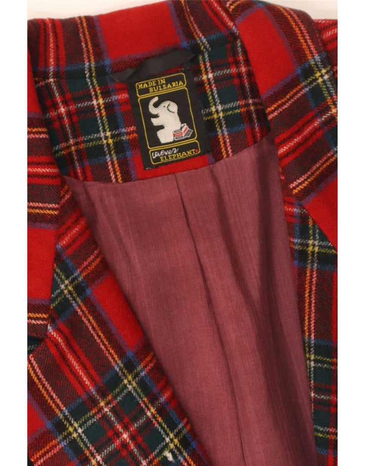 Vintage ženska jakna s 3/4 rukavima i jednim gumbom UK 14 Srednje crvena karirana