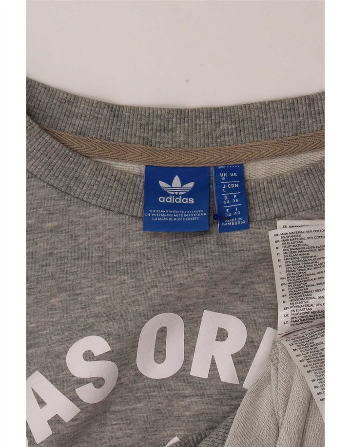 Adidas ženski džemper prekomjerne majice s grafičkim motivima UK 8 Mali sivi pamuk