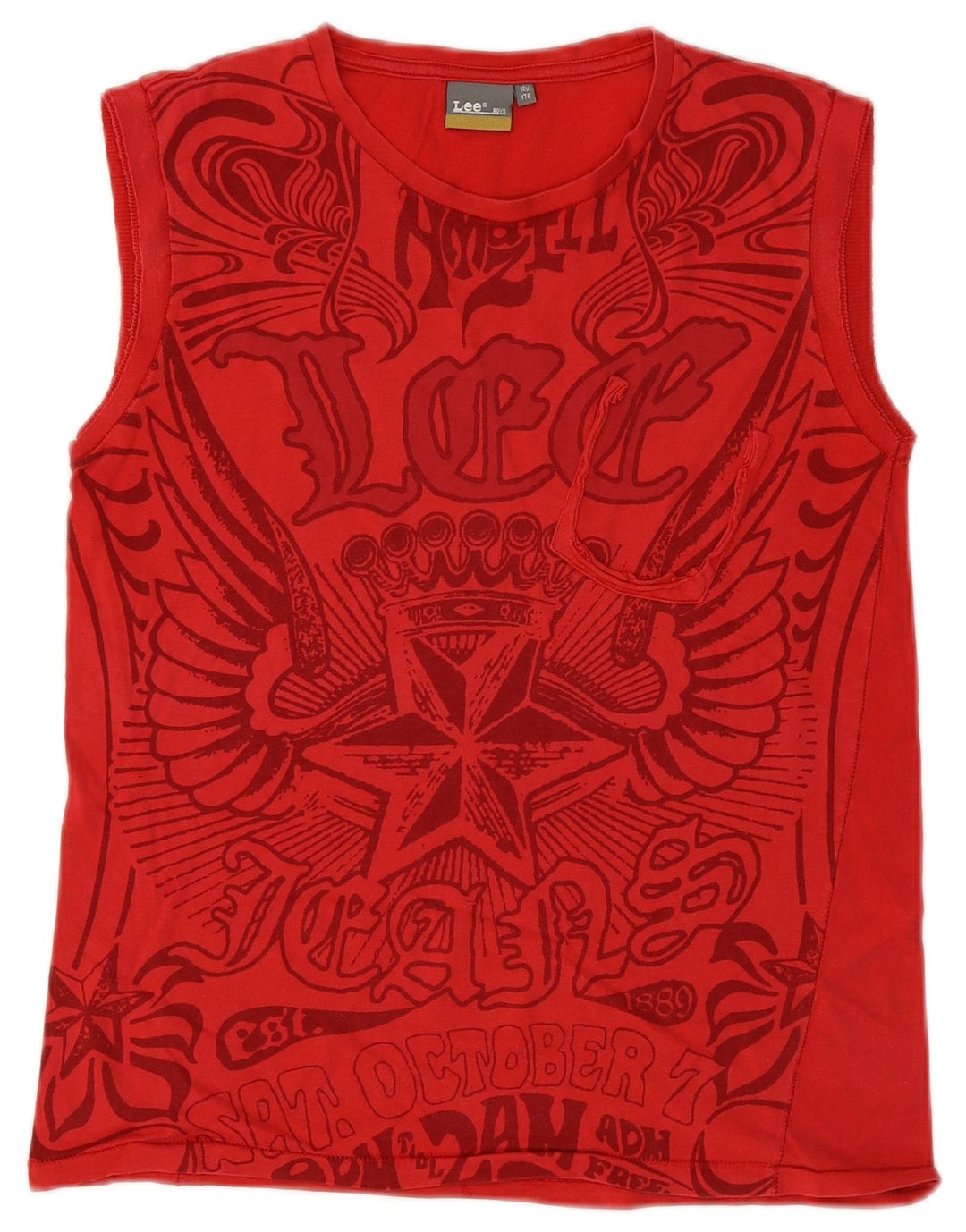 Lee Boys Graphic Vest Top 15-16 Years Red Pamuk