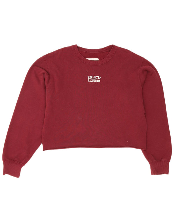 Hollister ženska kratka prekomjerna majica s kratkim rukavima UK 6 XS tamnocrveni pamuk