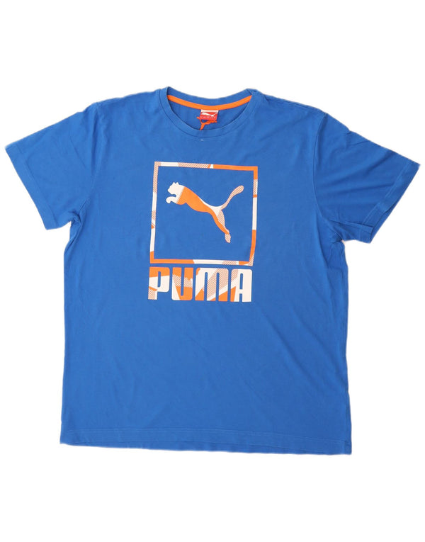 Puma Mens Graphic T-Shirt Top XL Blue Cotton
