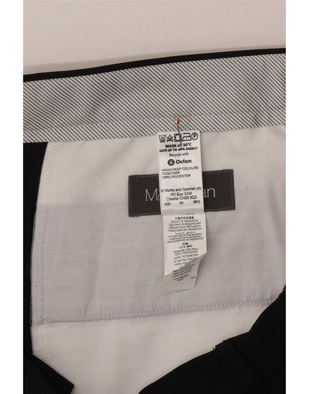 Marks & Spencer muške ravne ležerne hlače W36 L31 tamnoplavi poliester