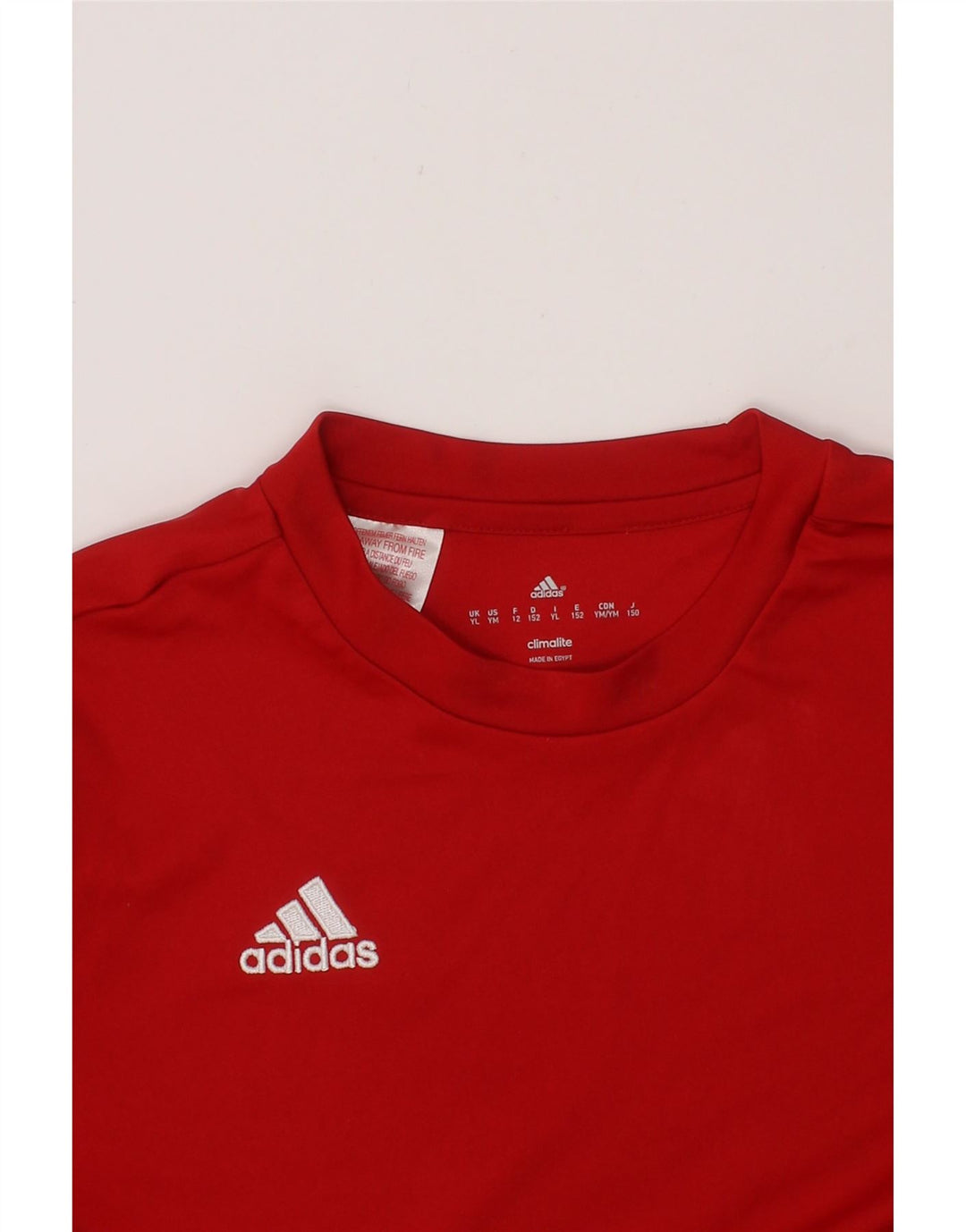ADIDAS Boys Climalite T-Shirt Top 11-12 Years Large  Red Polyester Vintage Adidas and Second-Hand Adidas from Messina Hembry 