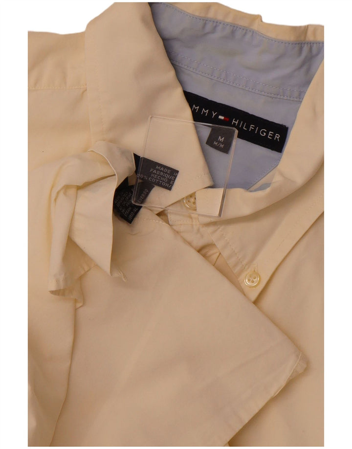 TOMMY HILFIGER Mens Short Sleeve Shirt Medium Off White Cotton