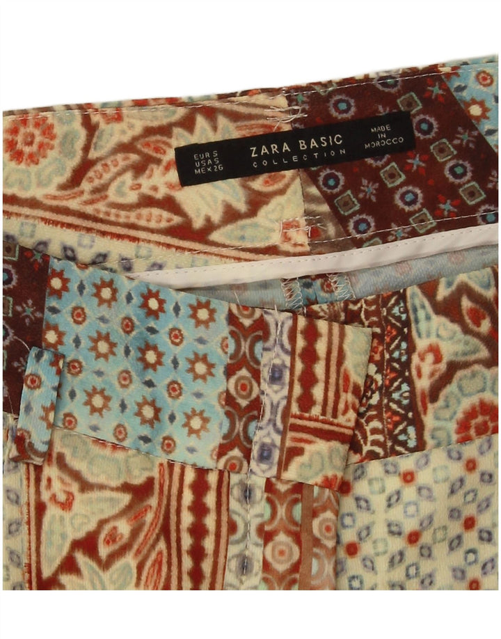 Zara ženske ravne hlače visokog struka male W28 L31 bež patchwork