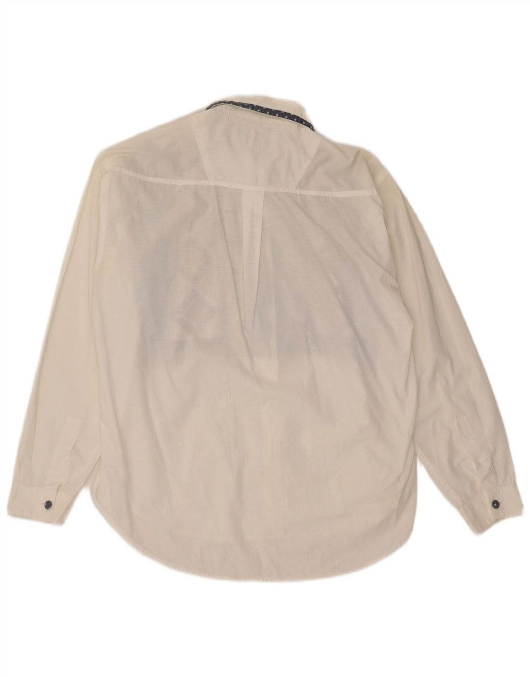 Vintage ženska prevelika košulja bluza UK 14 Srednje bijeli geometrijski pamuk