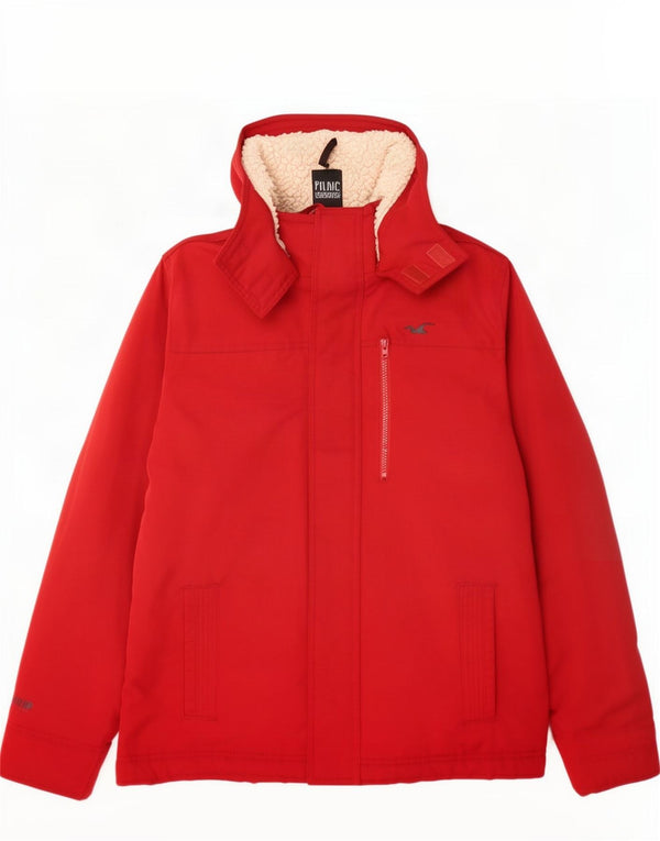 Hollister muška Sherpa jakna s kapuljačom UK 40 veliki crveni poliester