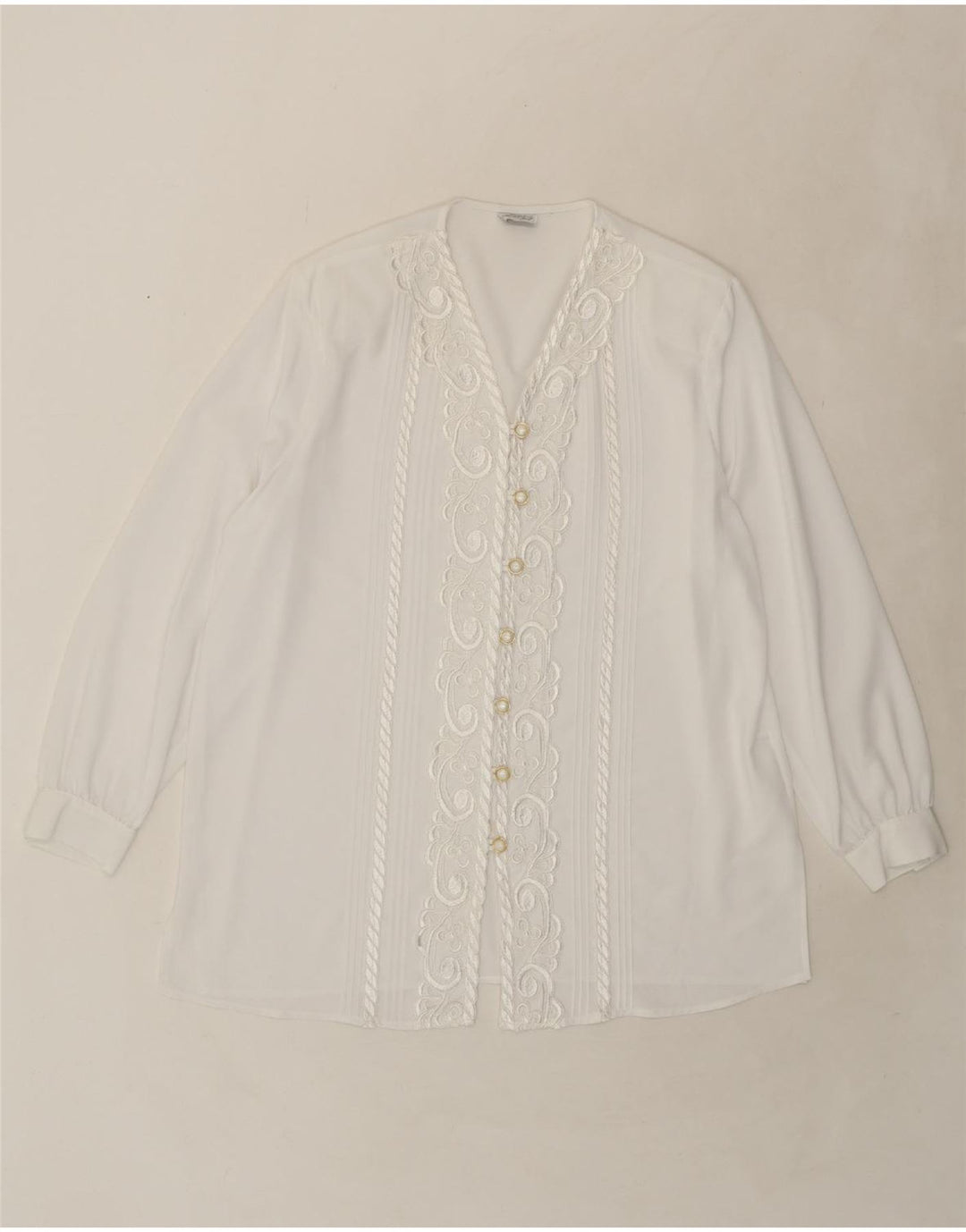 VINTAGE Womens Shirt Blouse EU 44 XL White Polyester Vintage Vintage and Second-Hand Vintage from Messina Hembry 