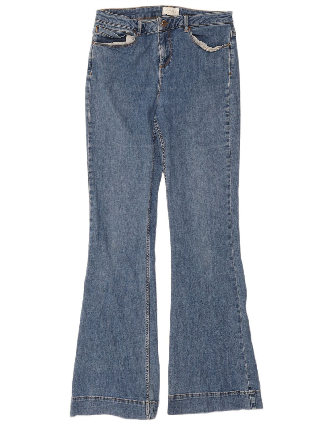 Monsoon ženske lepršave traperice UK 12 srednje W30 L31 plavi pamuk