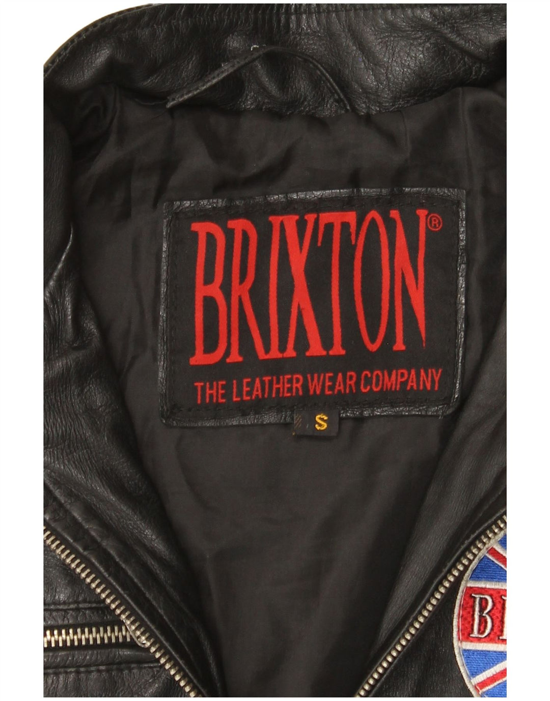 BRIXTON ženska kožna jakna UK 10 Mala crna koža u blokovima boja