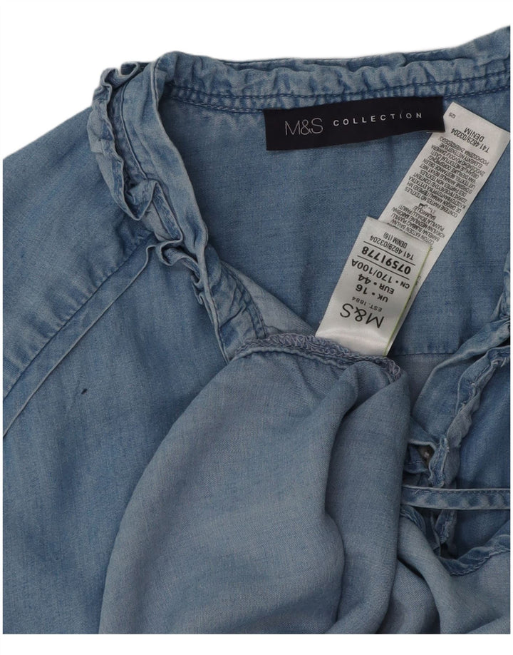 Marks & Spencer ženska prevelika traper košulja s volanima UK 16 velika plava