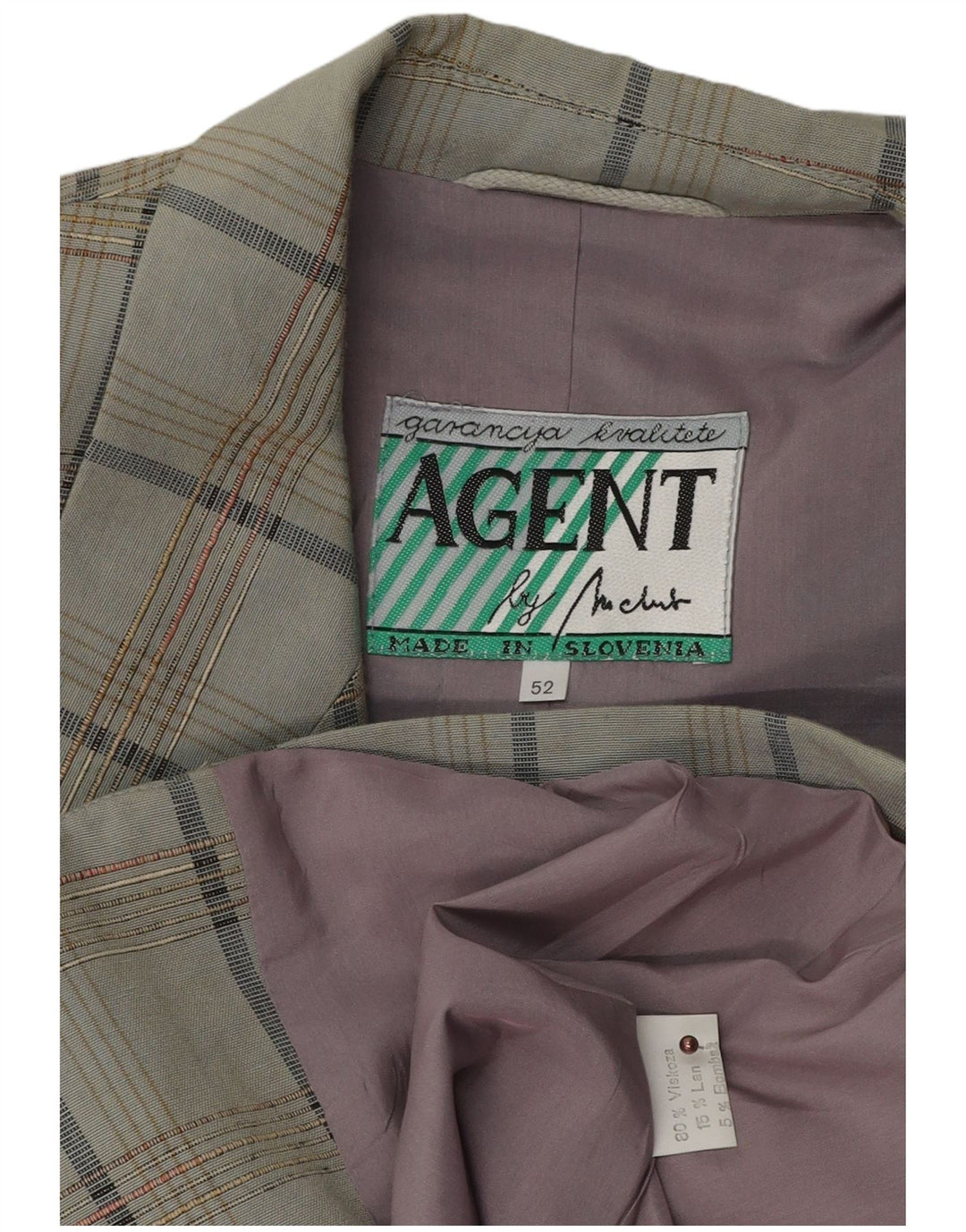 VINTAGE muška jakna sa 2 gumba IT 52 XL siva karirana viskoza