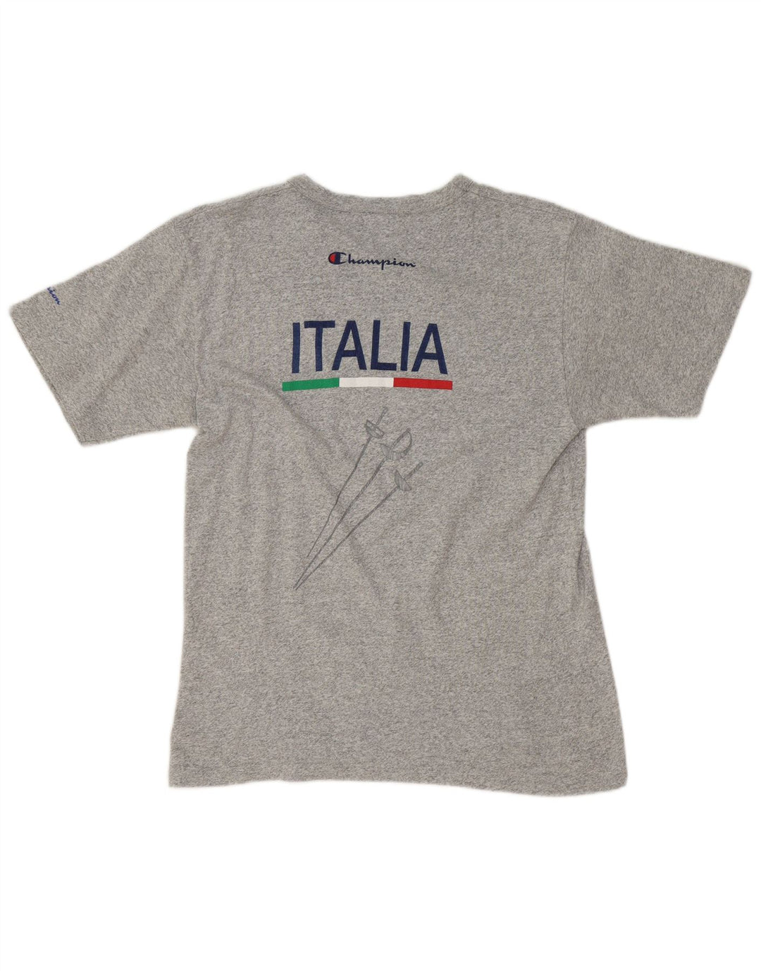 CHAMPION Mens Italia Graphic T-Shirt Top Medium Grey Flecked