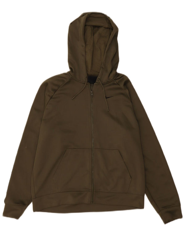 Nike ženski džemper s kapuljačom s grafičkim patentnim zatvaračem UK 14 srednje kaki boje