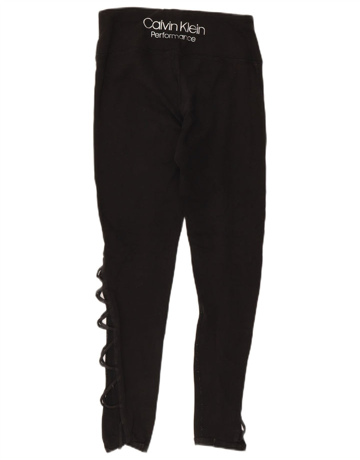 CALVIN KLEIN Ženske grafičke tajice UK 10 Male crne pamučne