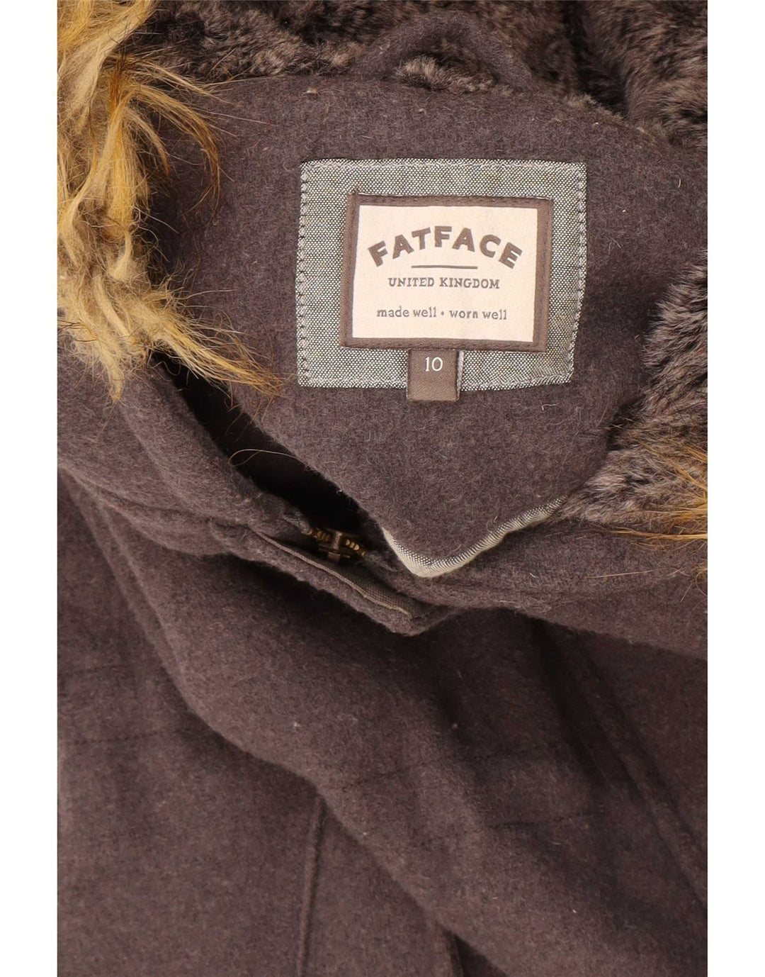 Velika ženska jakna parka s kapuljačom Fat Face UK 10 Mala siva vunena