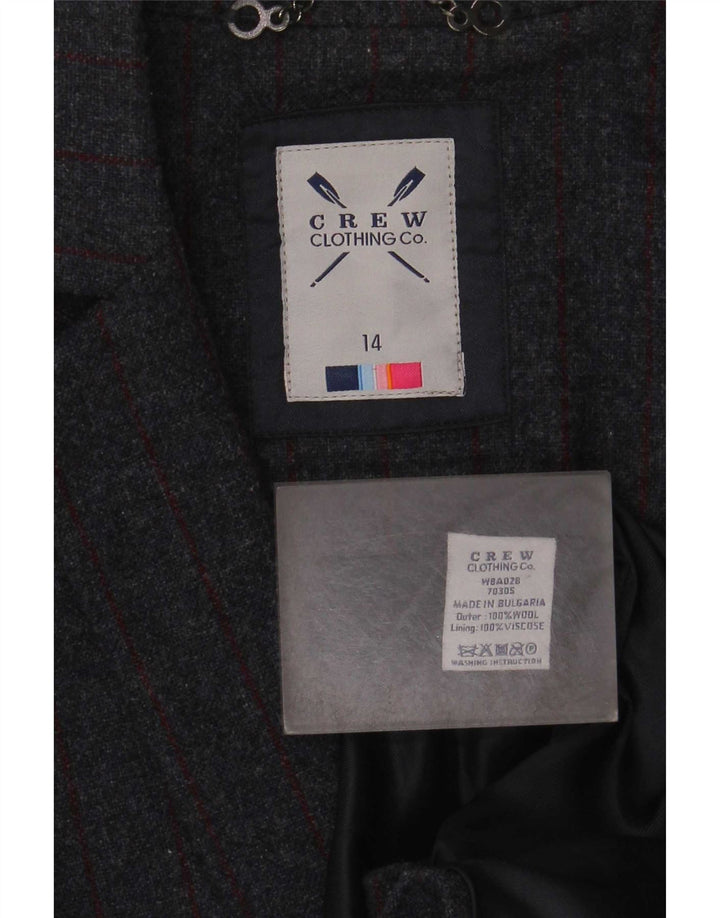 Crew Clothing Ženska jakna sa 2 gumba UK 14 Velike sive vunene pruge