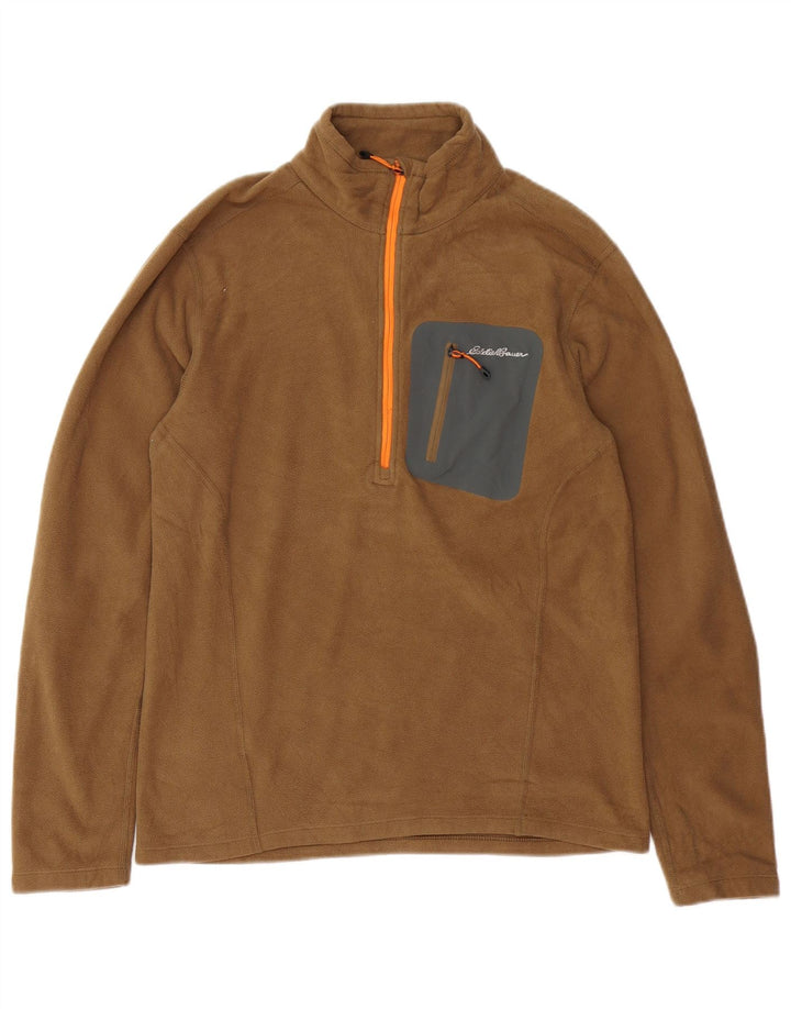 Eddie Bauer Muški džemper od flisa Polartec s patentnim zatvaračem Mali bež poliester
