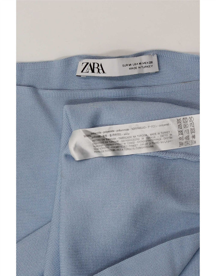 Zara ženska majica s otvorenim ramenima UK 12 Srednje plavi poliamid