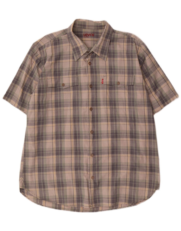 Levi's Mens Short Sleeve Shirt XL Grey Check Cotton