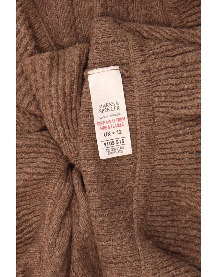 Marks & Spencer ženski džemper kardigan UK 12 srednje smeđi pamuk