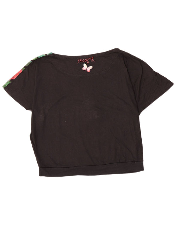 Desigual ženska majica kratkih rukava s grafičkim motivima UK 16 Veliki crni cvjetni pamuk