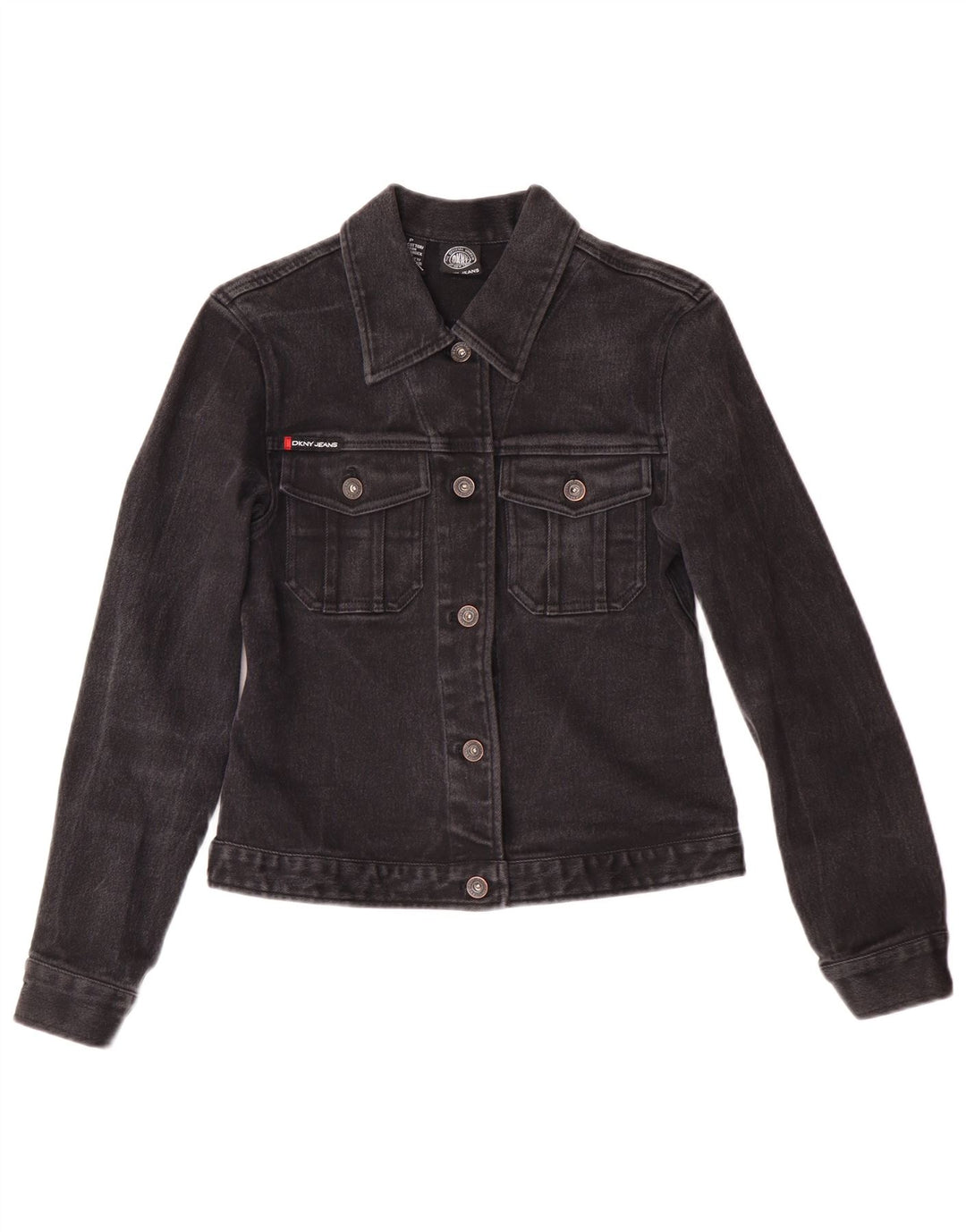 Dkny Ženska petite traper traper jakna UK 6 XS Black Cotton Classic