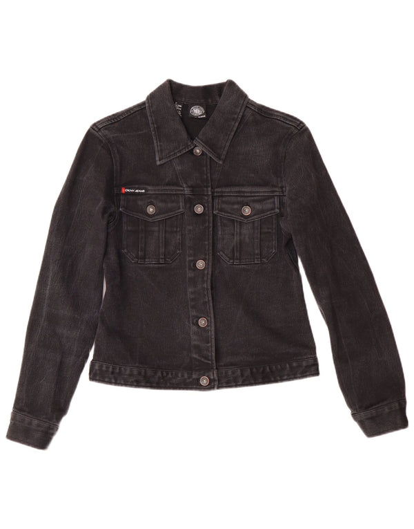 Dkny Ženska petite traper traper jakna UK 6 XS Black Cotton Classic