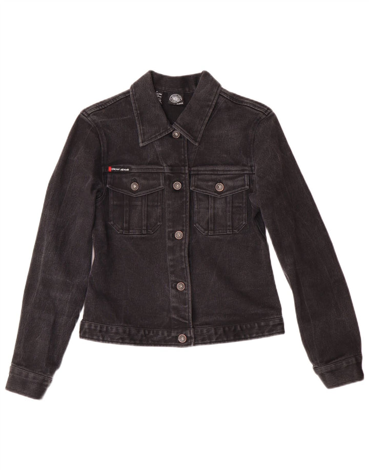 Dkny Ženska petite traper traper jakna UK 6 XS Black Cotton Classic