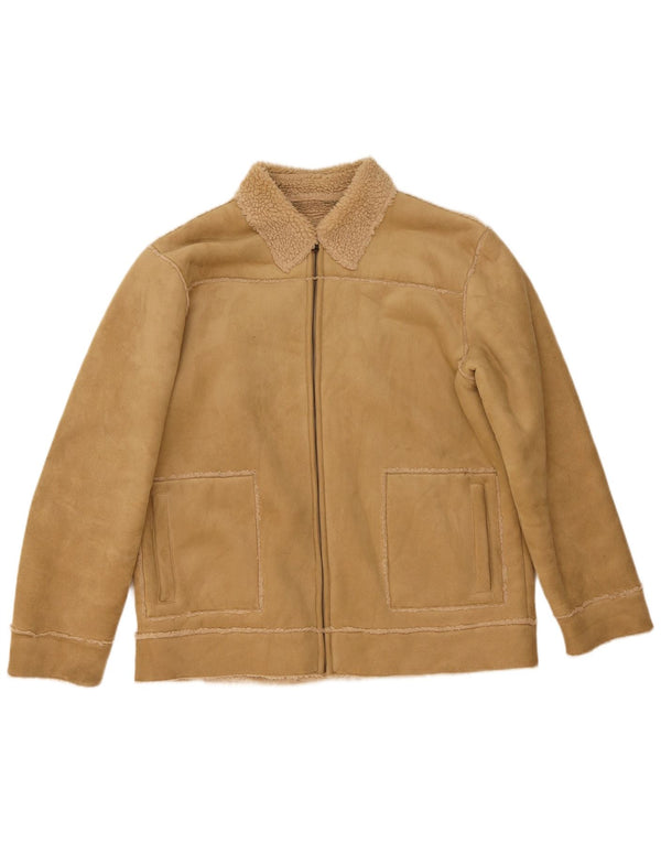 St. Bernard Mens Sherpa Jacket UK 40 Large Beige Polyester