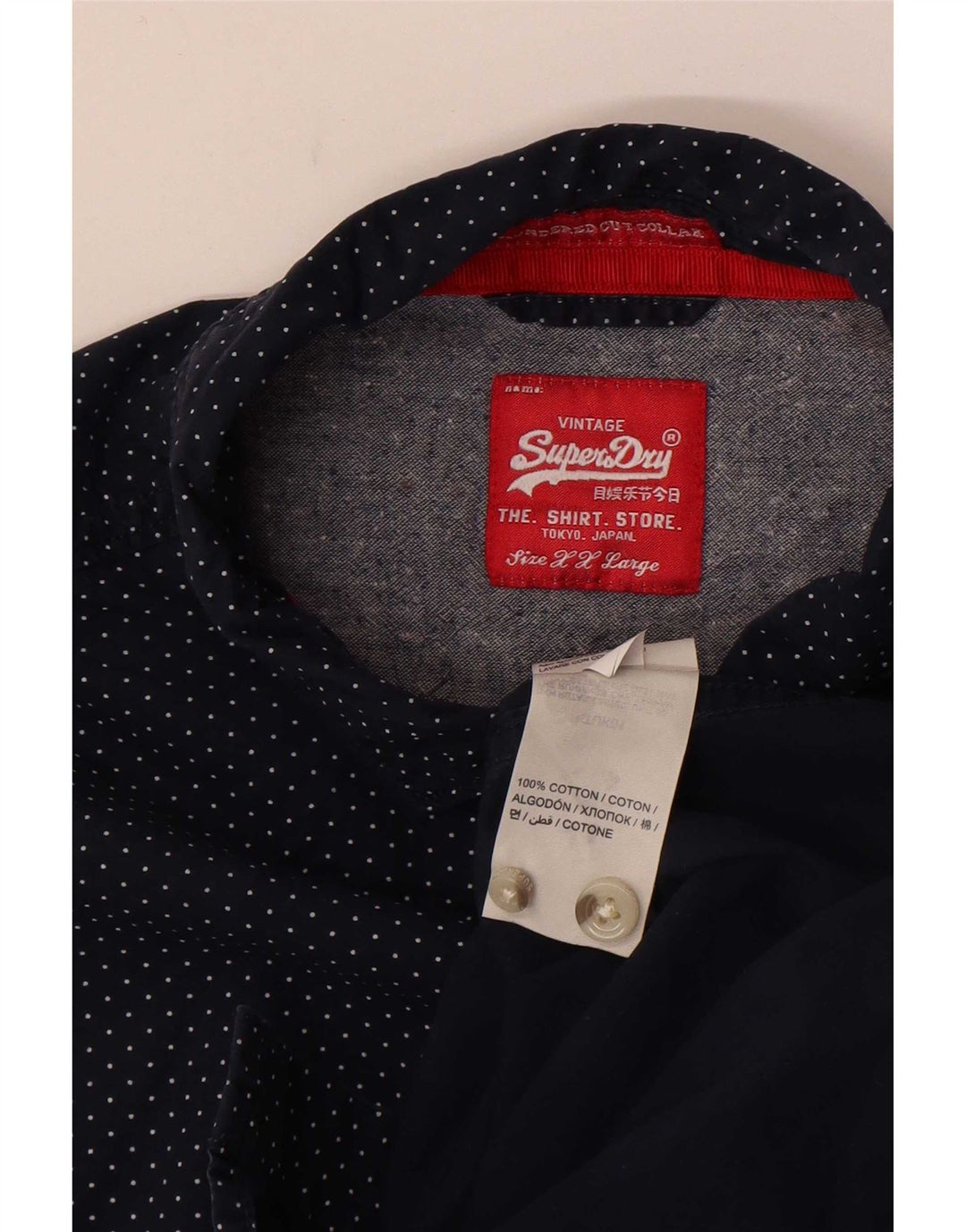 Superdry muška košulja 2XL tamnoplavi pamuk na točkice