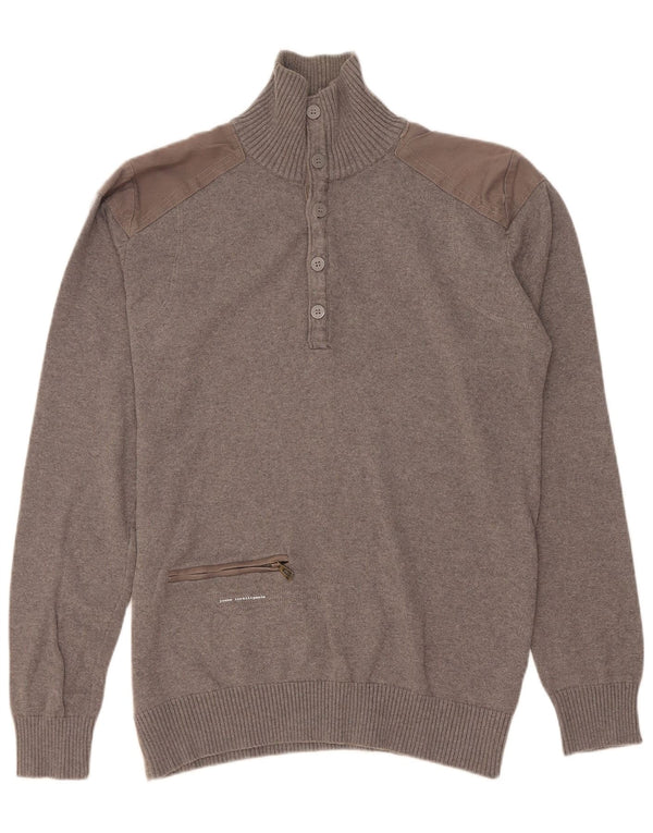 Jack & Jones muški džemper s dugmadima i ovratnikom srednje sive boje