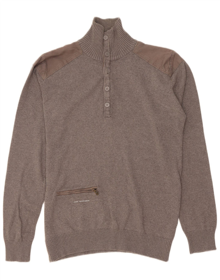Jack & Jones muški džemper s dugmadima i ovratnikom srednje sive boje