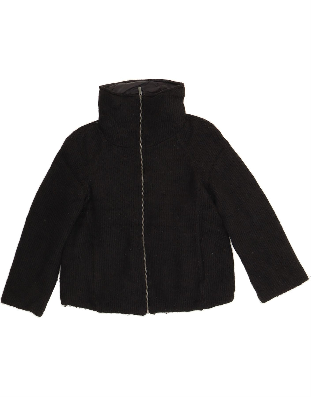 BENETTON Girls Knit Bomber Jacket 9-10 Years Black Vintage Benetton and Second-Hand Benetton from Messina Hembry 