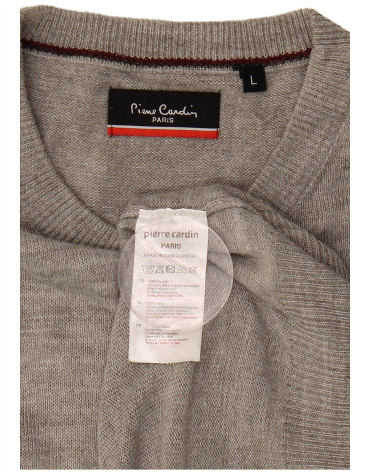 Pierre Cardin muški pulover s okruglim izrezom, veliki sivi akril