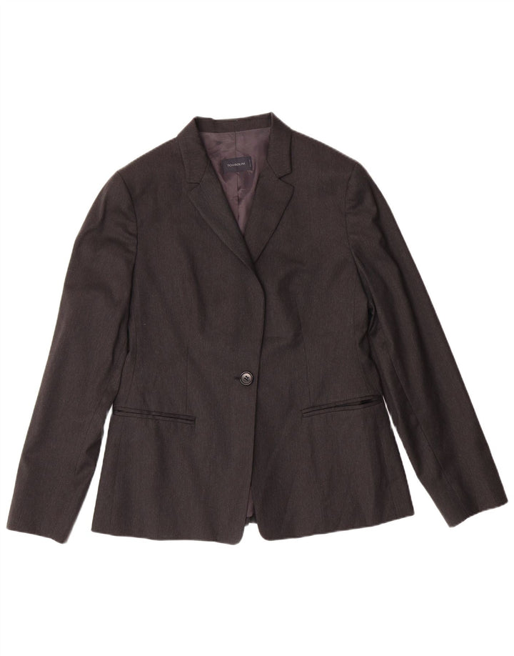 TOMBOLINI Womens 1 Button Blazer Jacket IT 46 Large Grey Wool