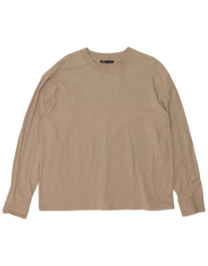 Zara ženska prevelika majica dugih rukava UK 10 Small Beige
