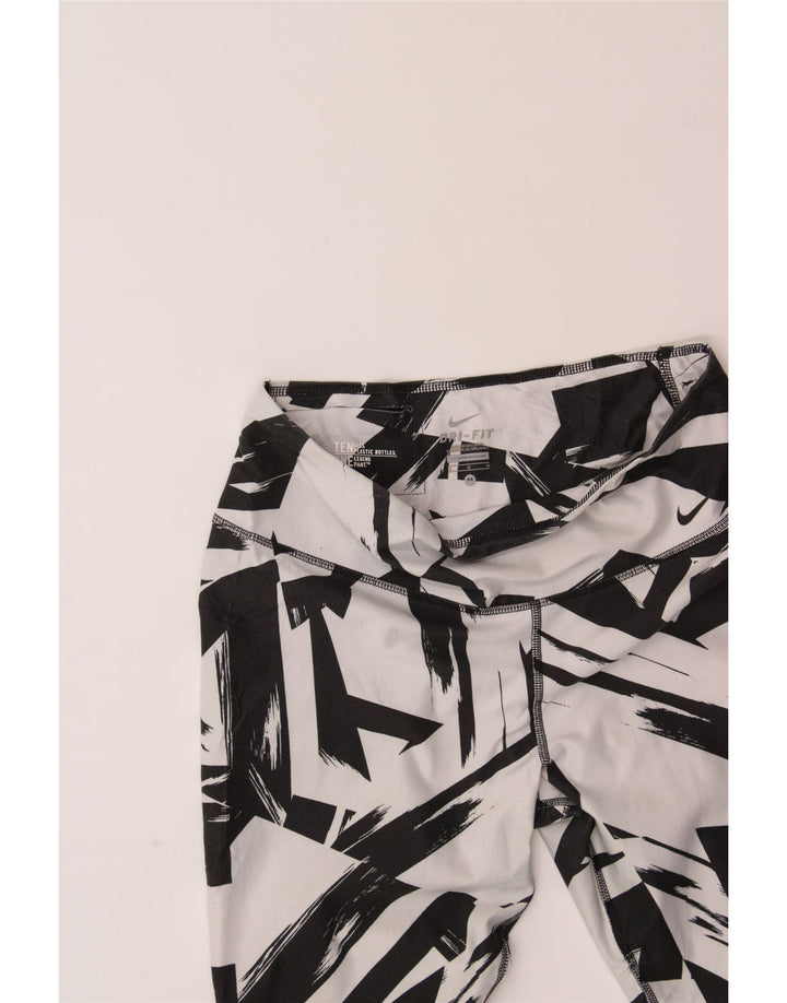 NIKE Womens Dri Fit Leggings UK 14 Medium  Black Geometric Polyester Vintage Nike and Second-Hand Nike from Messina Hembry 