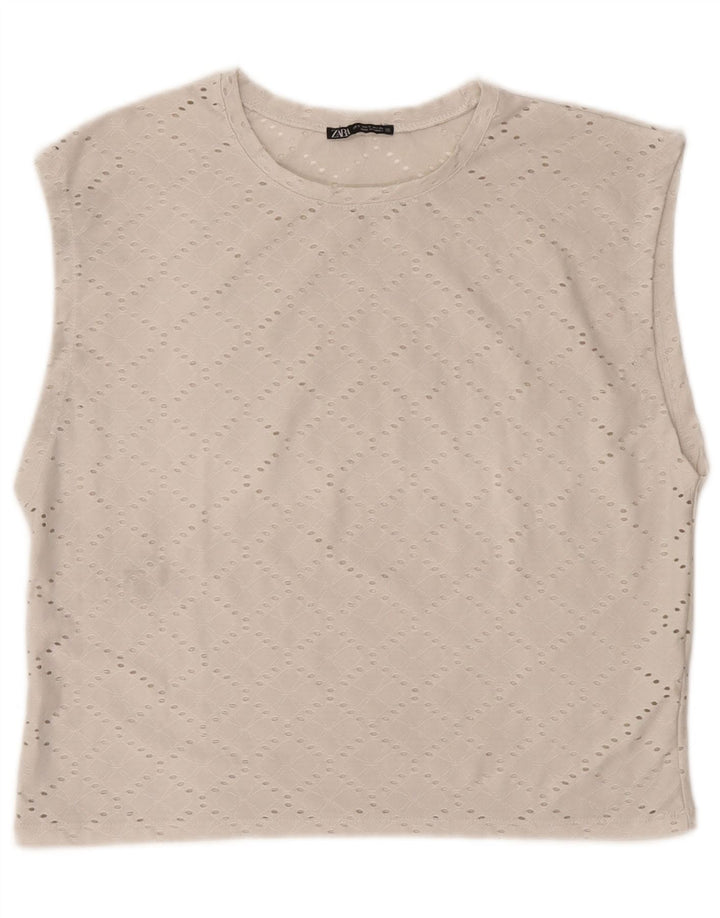 Zara ženska prevelika bluza bez rukava UK 10 Small Off White Poliester